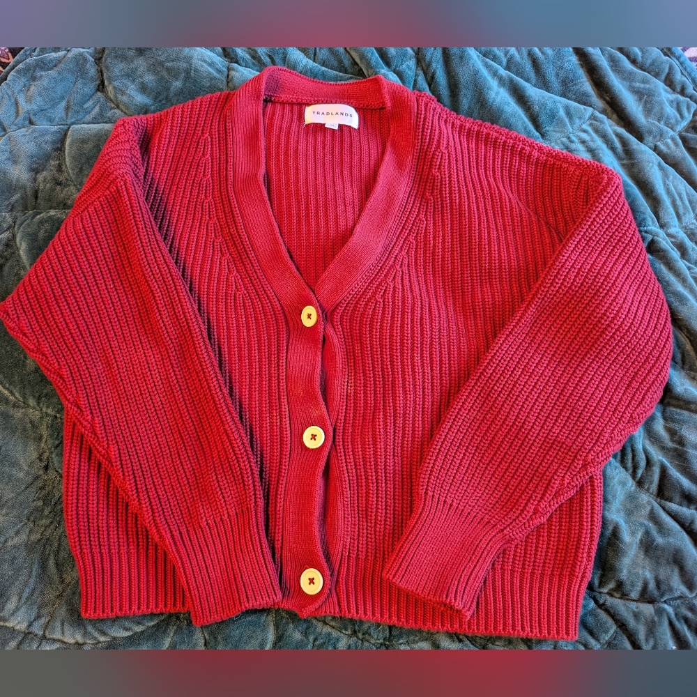 Medium Tradlands Red Cotton Shelter Cardigan